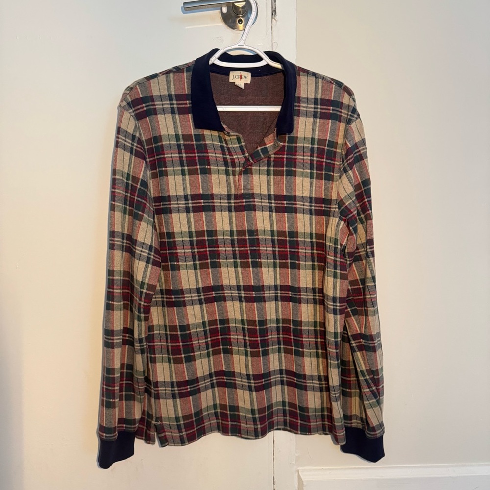J.Crew Plaid Long Sleeve Polo Shirt